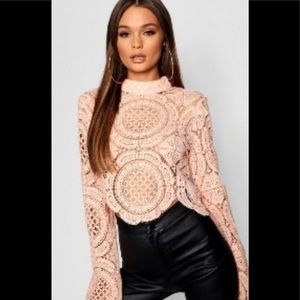 Crotchet lace top in nude